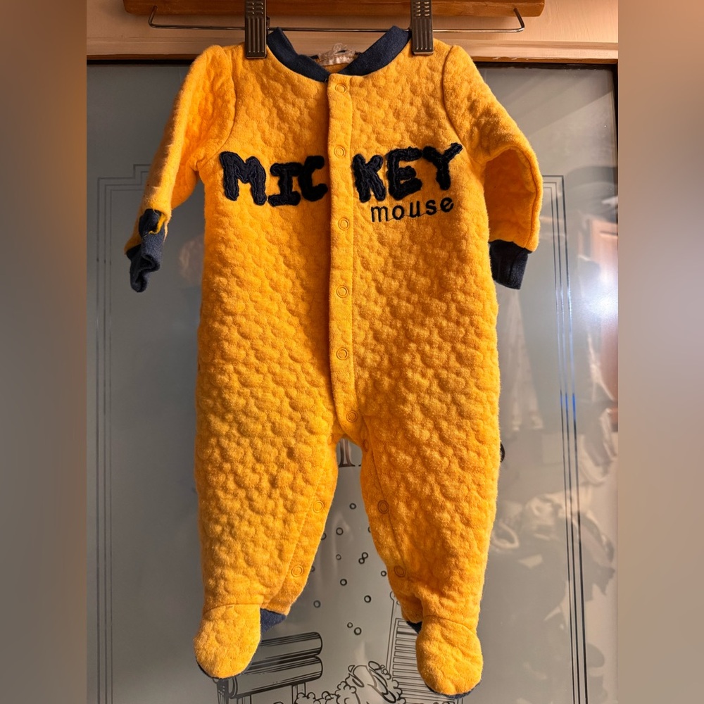 Vintage Disney Yellow Mickey Mouse baby Footie